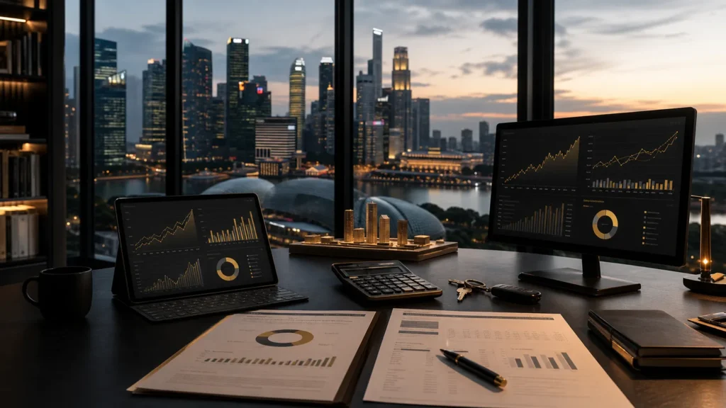 Zach Lin property investment agent Singapore market analysis with skyline, charts and transaction data